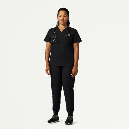 ULTRAlast W10013 Women's Rhena Slim 1-Pocket Scrub Top Black