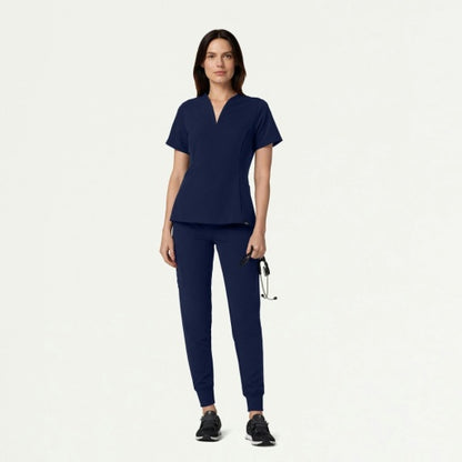 ULTRAlast W10003 Women's Calix Fit & Flare Scrub Top Midnight Navy