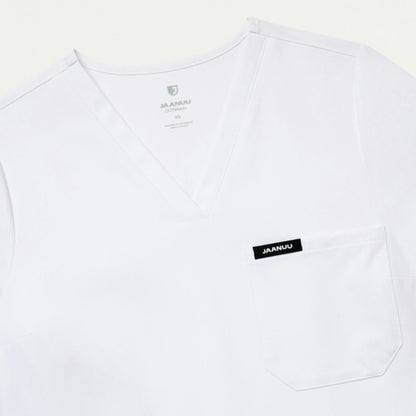 ULTRAlast W10013 Women's Rhena Slim 1-Pocket Scrub Top White