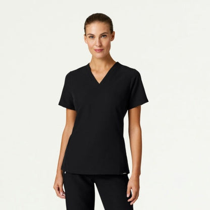 ULTRAlast W10009 Women's Carte Slim 2-Pocket Scrub Top Black