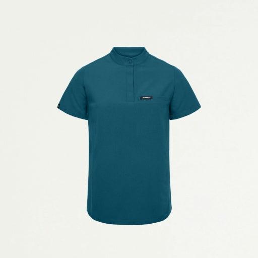 ULTRAlast W10006 Women's Savi Stand-Collar Scrub Top Caribbean Blue