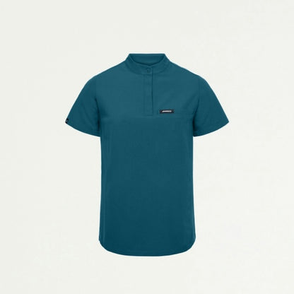 ULTRAlast W10006 Women's Savi Stand-Collar Scrub Top Caribbean Blue