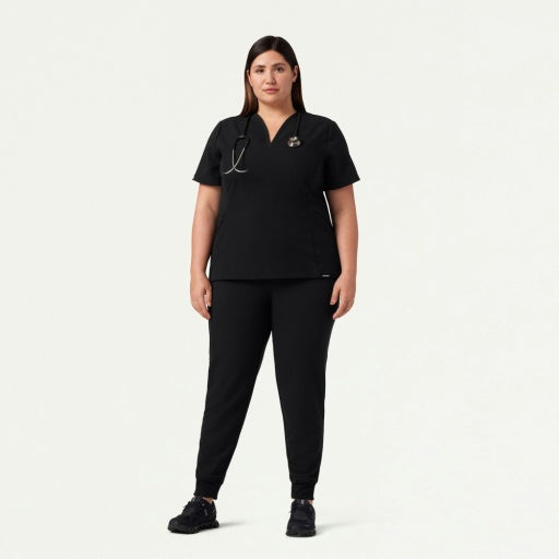 ULTRAlast W20003 Women's Silex Slim Knit-Waist Scrub Joggers Black
