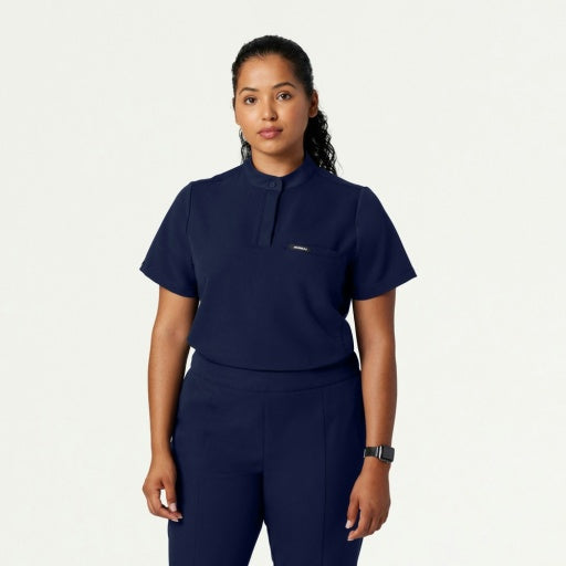 ULTRAlast W10006 Women's Savi Stand-Collar Scrub Top Midnight Navy