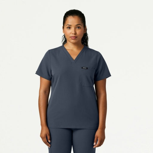 ULTRAlast W10013 Women's Rhena Slim 1-Pocket Scrub Top Carbon Gray