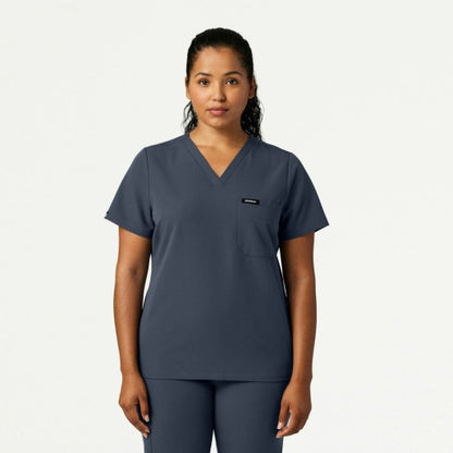 ULTRAlast W10013 Women's Rhena Slim 1-Pocket Scrub Top Carbon Gray