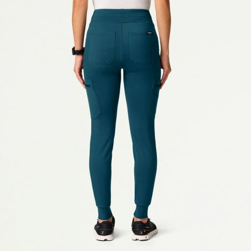 ULTRAsoft W40002 Women's Kait 10-Pocket Skinny Scrub Joggers Caribbean Blue