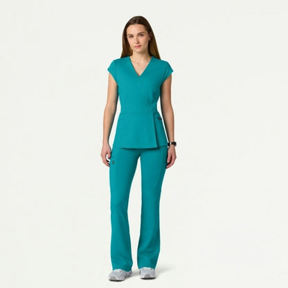 ULTRAsoft W210001 Women's Isla Mock-Wrap Scrub Top Teal