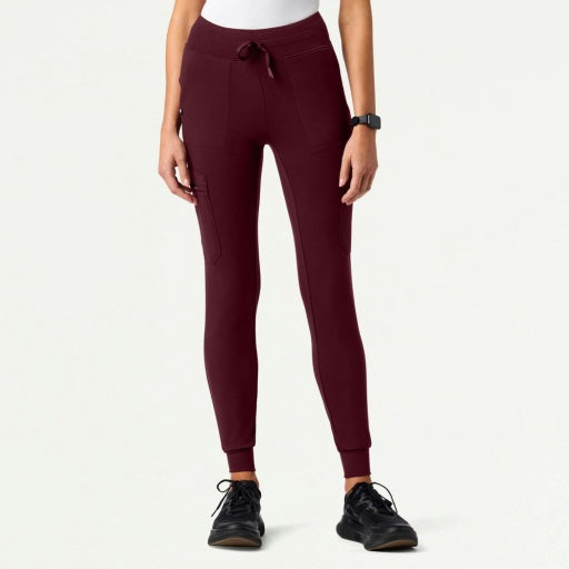 ULTRAsoft W40002 Women's Kait 10-Pocket Skinny Scrub Joggers Burgundy