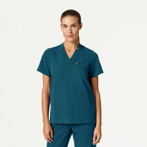 ULTRAlast W10002 Women's Helia Notched V-Neck Scrub Top Caribbean Blue