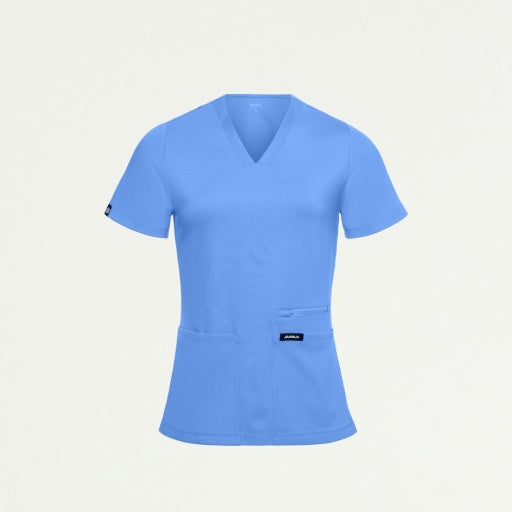 ULTRAsoft W30014 Women's Kass Slim 4-Pocket Scrub Top Ceil Blue