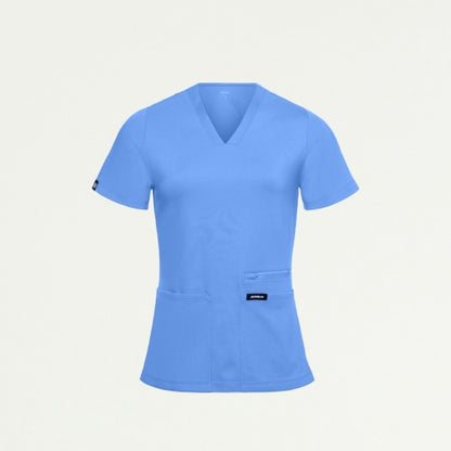 ULTRAsoft W30014 Women's Kass Slim 4-Pocket Scrub Top Ceil Blue