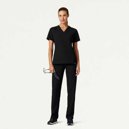 ULTRAlast W10009 Women's Carte Slim 2-Pocket Scrub Top Black