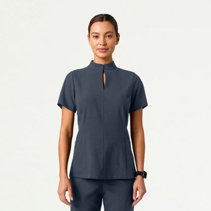 ULTRAlite W10039 Women's Aria Fit & Flare Scrub Top Carbon Gray