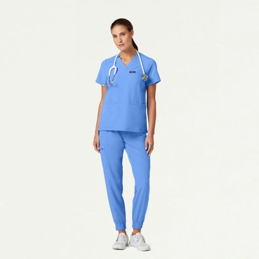 ULTRAlast W10002 Women's Helia Notched V-Neck Scrub Top Ceil Blue