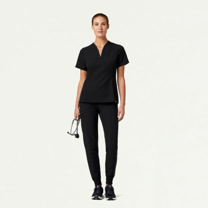 ULTRAlast W10003 Women's Calix Fit & Flare Scrub Top Black