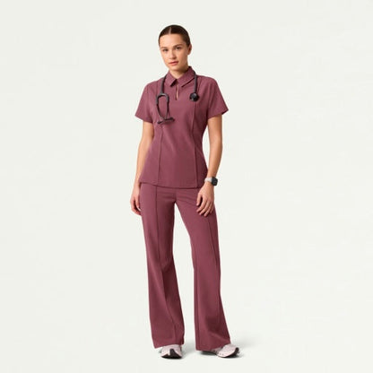 ULTRAlast W10035 Women's Carys Slim Modern Polo Scrub Top Rosewood