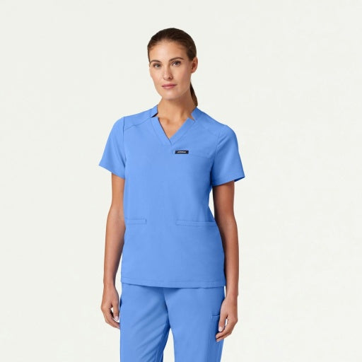 ULTRAlast W10002 Women's Helia Notched V-Neck Scrub Top Ceil Blue