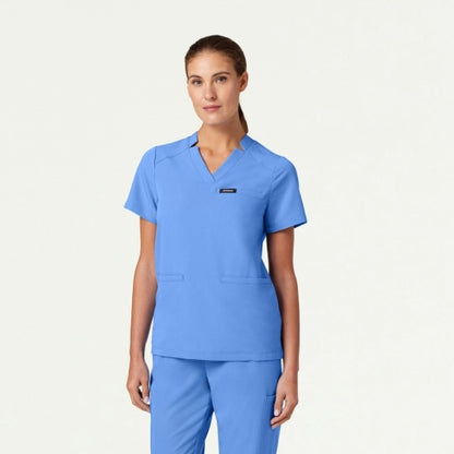 ULTRAlast W10002 Women's Helia Notched V-Neck Scrub Top Ceil Blue