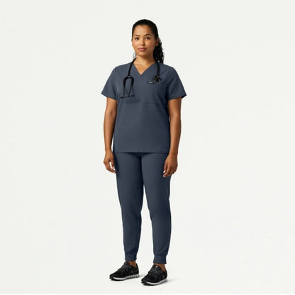 ULTRAlast W10013 Women's Rhena Slim 1-Pocket Scrub Top Carbon Gray