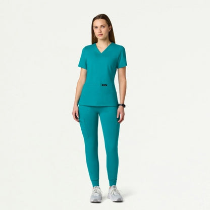 ULTRAsoft W40002 Women's Kait 10-Pocket Skinny Scrub Joggers Teal