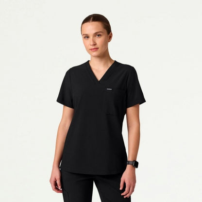 ULTRAlite W10040 Women's Rhena Slim 1-Pocket Scrub Top Black