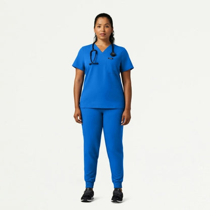 ULTRAlast W10013 Women's Rhena Slim 1-Pocket Scrub Top Royal Blue