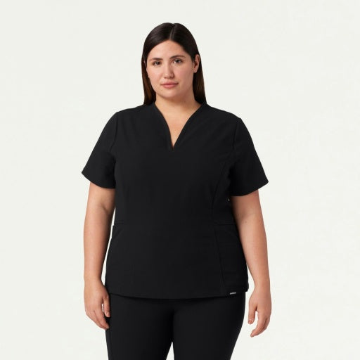 ULTRAlast W10003 Women's Calix Fit & Flare Scrub Top Black