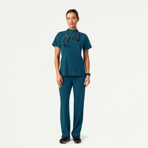 ULTRAlite W10039 Women's Aria Fit & Flare Scrub Top Caribbean Blue