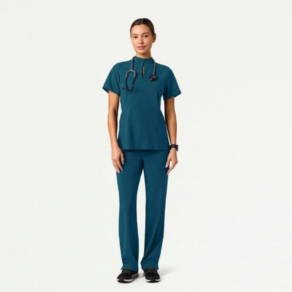 ULTRAlite W10039 Women's Aria Fit & Flare Scrub Top Caribbean Blue