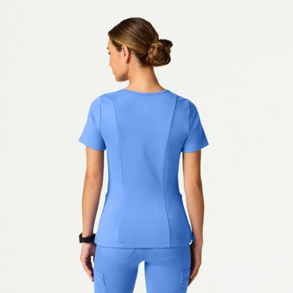 ULTRAsoft W30014 Women's Kass Slim 4-Pocket Scrub Top Ceil Blue