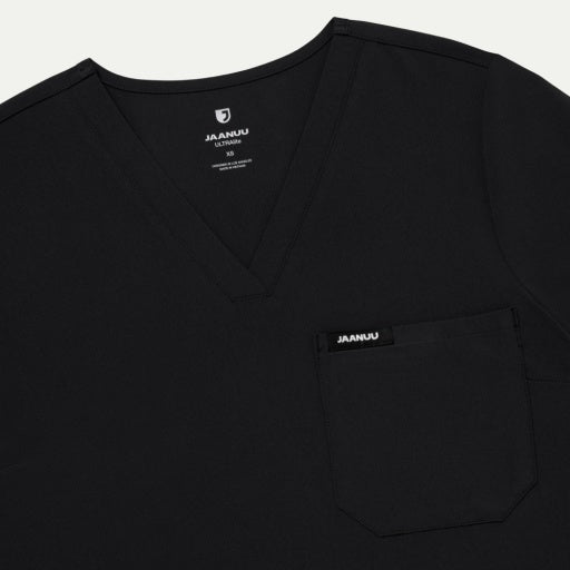 ULTRAlite W10040 Women's Rhena Slim 1-Pocket Scrub Top Black