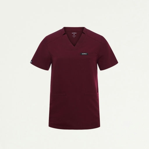 ULTRAlast W10002 Women's Helia Notched V-Neck Scrub Top Burgundy