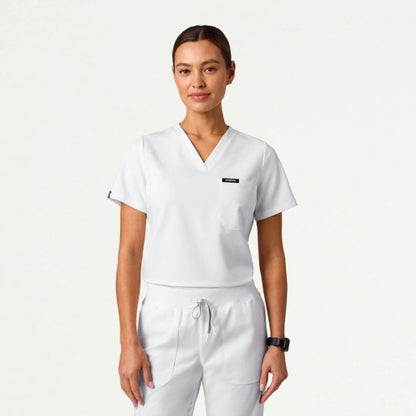 ULTRAlast W10013 Women's Rhena Slim 1-Pocket Scrub Top White