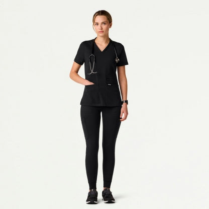 ULTRAsoft W30014 Women's Kass Slim 4-Pocket Scrub Top Black