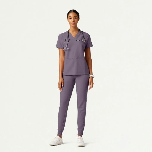 ULTRAlast W10015 Women's Helia Slim Notched V-Neck Scrub Top Titanium