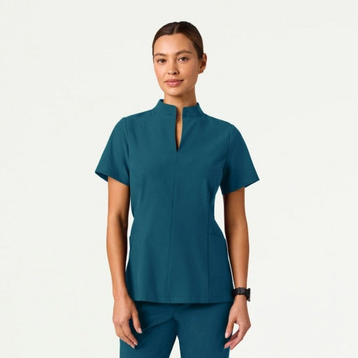 ULTRAlite W10039 Women's Aria Fit & Flare Scrub Top Caribbean Blue