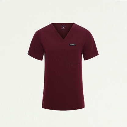 ULTRAlast W10013 Women's Rhena Slim 1-Pocket Scrub Top Burgundy