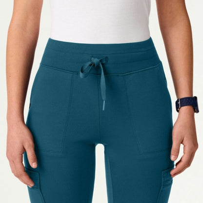 ULTRAsoft W40002 Women's Kait 10-Pocket Skinny Scrub Joggers Caribbean Blue