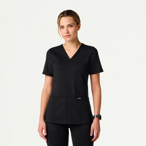 ULTRAsoft W30014 Women's Kass Slim 4-Pocket Scrub Top Black