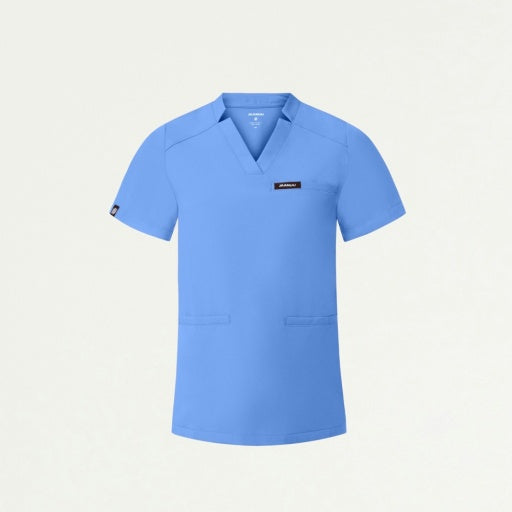 ULTRAlast W10015 Women's Helia Slim Notched V-Neck Scrub Top Ceil Blue