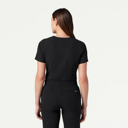 ULTRAlast W10013 Women's Rhena Slim 1-Pocket Scrub Top Black