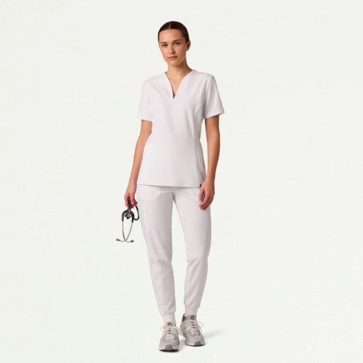 ULTRAlast W10003 Women's Calix Fit & Flare Scrub Top White