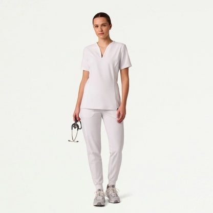 ULTRAlast W10003 Women's Calix Fit & Flare Scrub Top White