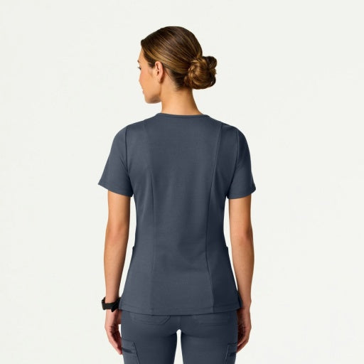 ULTRAsoft W30014 Women's Kass Slim 4-Pocket Scrub Top Carbon Gray
