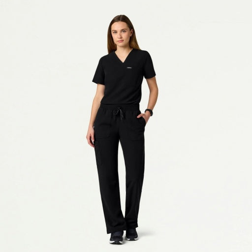 ULTRAlast W120001 Women's Xenos Cargo Knit Waist Scrub Pants Black
