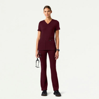 ULTRAsoft W40005 Women's Perri Yoga Scrub Pants Burgundy