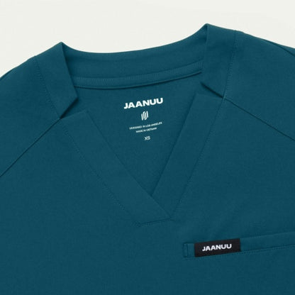 ULTRAlast W10015 Women's Helia Slim Notched V-Neck Scrub Top Caribbean Blue