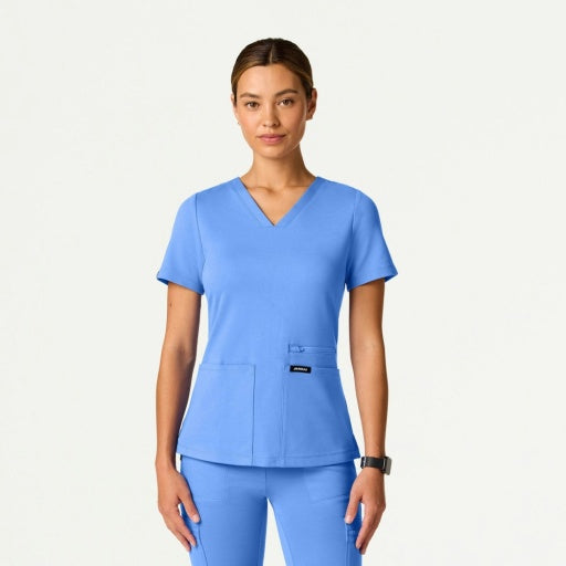 ULTRAsoft W30014 Women's Kass Slim 4-Pocket Scrub Top Ceil Blue