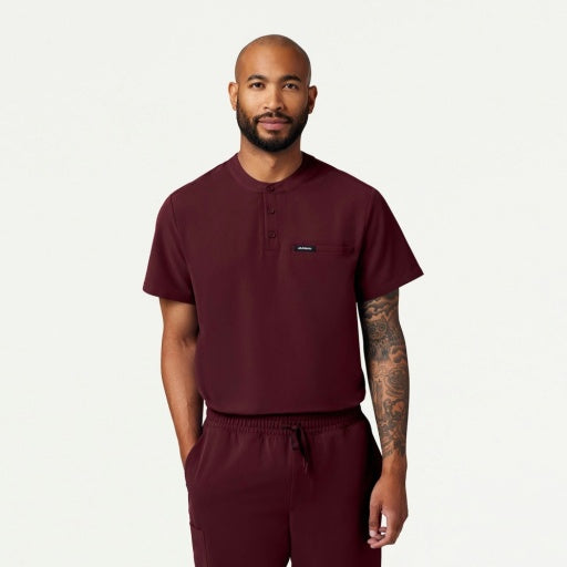 ULTRAlast M10003 Men's Reeve Henley Scrub Top Burgundy